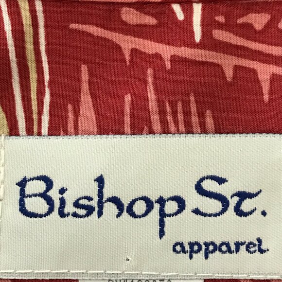 Bishop Street Hawaiian Shirt Men 2XL Red Floral Button Up Pocket Short Sleeve - Picture 3 of 11